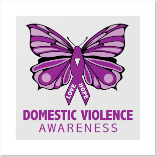 Domestic Violence Awareness Purple Butterfly Ribbon Posters and Art